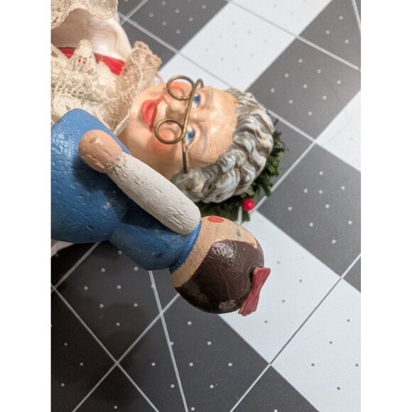 Clothtique Possible Dreams Mrs. Claus w/ wooden doll  7 inch ornament Taiwan - Picture 6 of 12